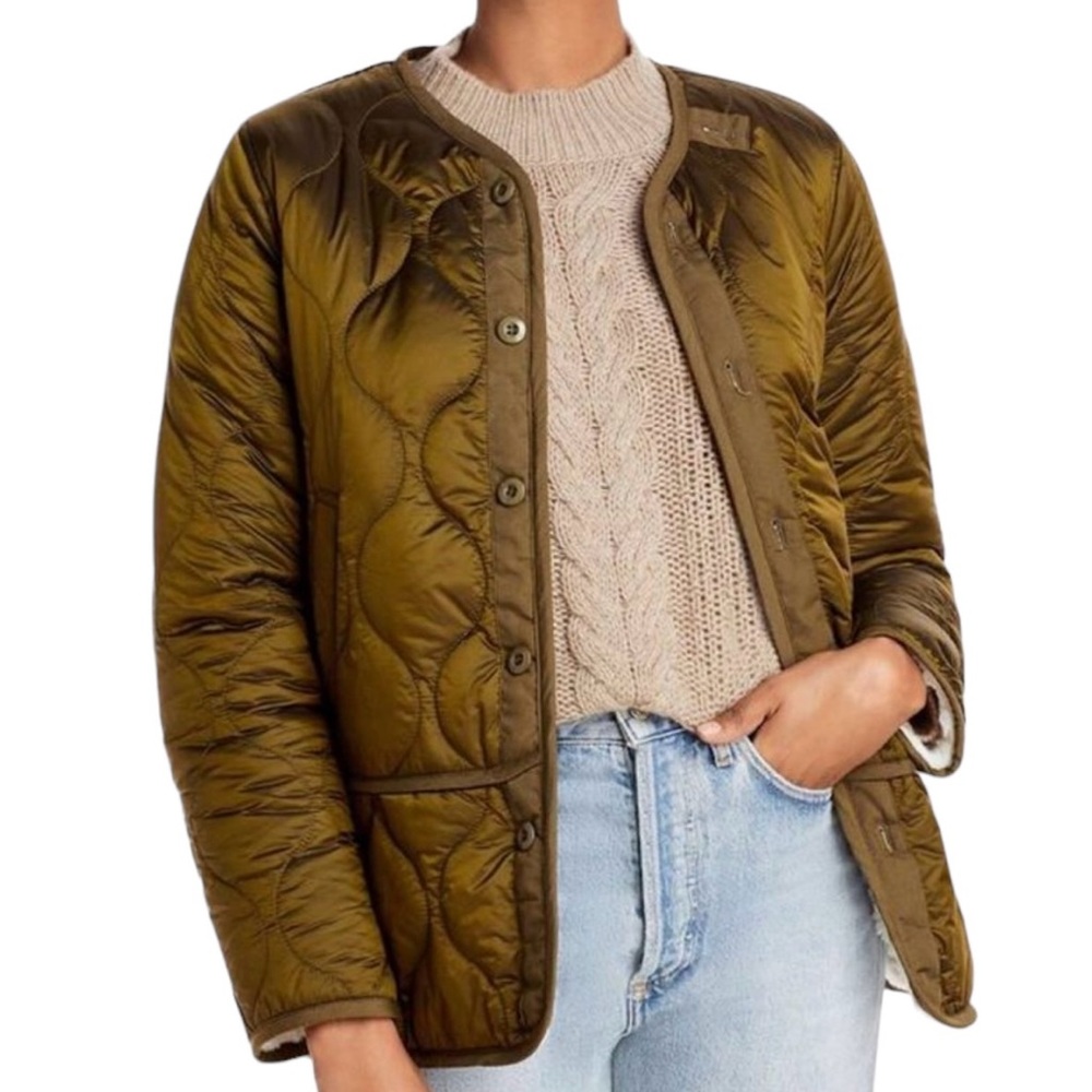 Mother The Lining Jacket Quilted Nylon & Faux Fur Reversible Button-Up Jacket - Picture 1 of 10